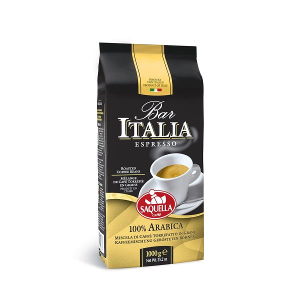 Saquella Bar Italia 100% Arabica Bar – Whole Beans – 1KG