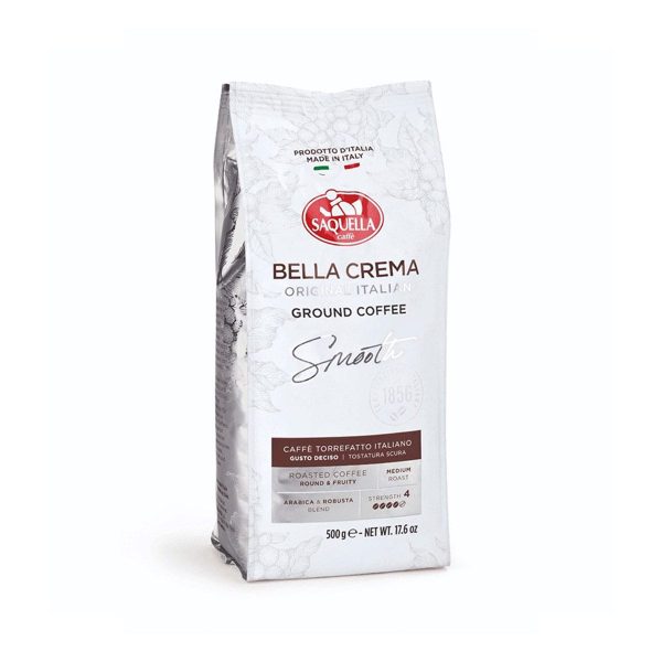 Saquella Bella Crema – Smooth Espresso Ground Coffee – 500g