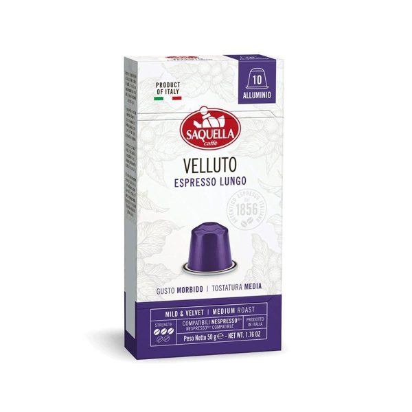 Saquella Velluto Lungo intensity 6 - 10 Aluminum Capsules
